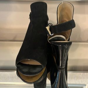 Peek Toe Suede Wedges